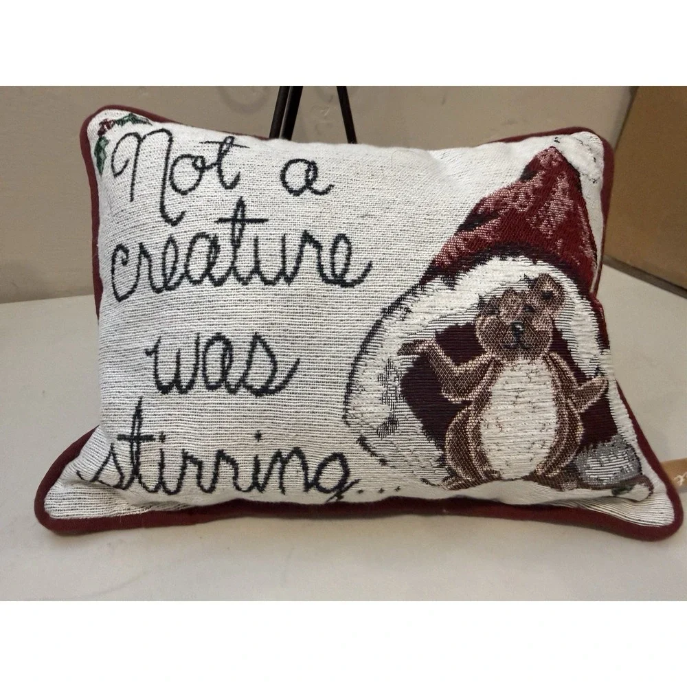 Vintage Tapestry Pillow Christmas Not‎ a Creature Was Stirring ~11.5